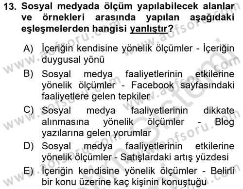 Sosyal Medya Dersi 2015 - 2016 Yılı (Final) Dönem Sonu Sınav Soruları 13. Soru