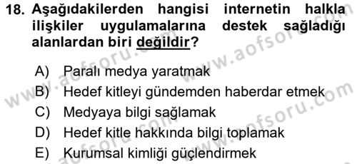 Sosyal Medya Dersi 2015 - 2016 Yılı (Final) Dönem Sonu Sınav Soruları 18. Soru