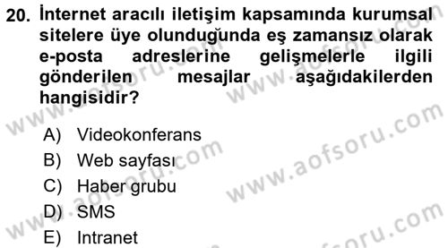Sosyal Medya Dersi 2015 - 2016 Yılı (Final) Dönem Sonu Sınav Soruları 20. Soru