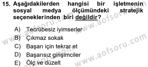 Sosyal Medya Dersi 2015 - 2016 Yılı Tek Ders Sınav Soruları 15. Soru