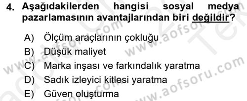 Sosyal Medya Dersi 2015 - 2016 Yılı Tek Ders Sınav Soruları 4. Soru