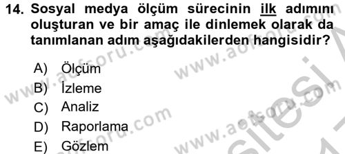 Sosyal Medya Dersi 2016 - 2017 Yılı 3 Ders Sınav Soruları 14. Soru