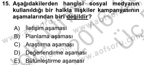 Sosyal Medya Dersi 2016 - 2017 Yılı 3 Ders Sınav Soruları 15. Soru
