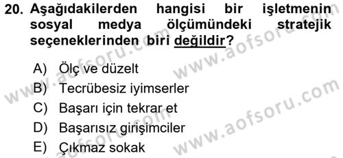 Sosyal Medya Dersi 2016 - 2017 Yılı 3 Ders Sınav Soruları 20. Soru