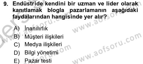 Sosyal Medya Dersi 2016 - 2017 Yılı 3 Ders Sınav Soruları 9. Soru