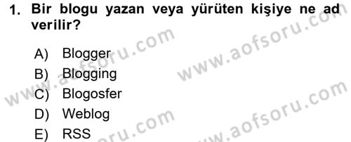 Sosyal Medya Dersi 2016 - 2017 Yılı (Final) Dönem Sonu Sınav Soruları 1. Soru