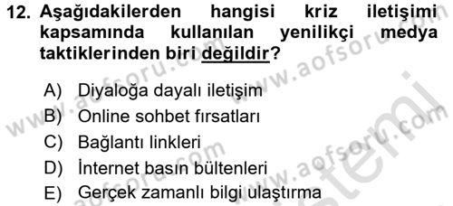 Sosyal Medya Dersi 2016 - 2017 Yılı (Final) Dönem Sonu Sınav Soruları 12. Soru