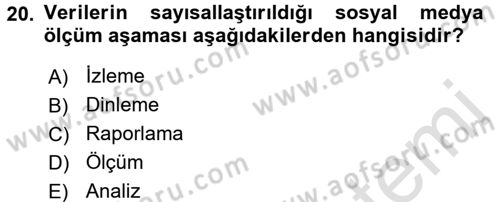 Sosyal Medya Dersi 2016 - 2017 Yılı (Final) Dönem Sonu Sınav Soruları 20. Soru