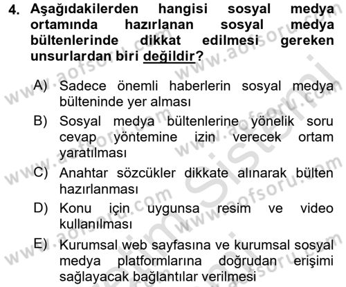 Sosyal Medya Dersi 2016 - 2017 Yılı (Final) Dönem Sonu Sınav Soruları 4. Soru
