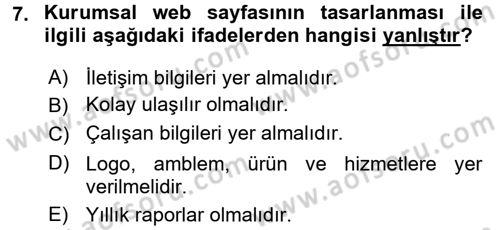 Sosyal Medya Dersi 2016 - 2017 Yılı (Final) Dönem Sonu Sınav Soruları 7. Soru