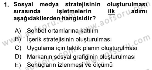 Sosyal Medya Dersi 2017 - 2018 Yılı 3 Ders Sınav Soruları 1. Soru