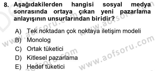 Sosyal Medya Dersi 2017 - 2018 Yılı 3 Ders Sınav Soruları 8. Soru