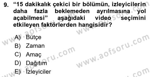 Sosyal Medya Dersi 2017 - 2018 Yılı 3 Ders Sınav Soruları 9. Soru