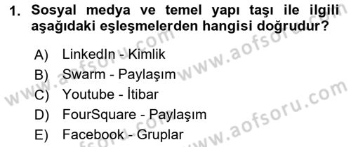Sosyal Medya Dersi 2017 - 2018 Yılı (Vize) Ara Sınav Soruları 1. Soru