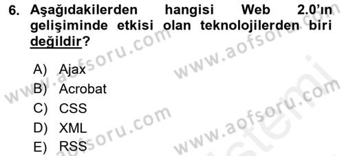 Sosyal Medya Dersi 2017 - 2018 Yılı (Vize) Ara Sınav Soruları 6. Soru