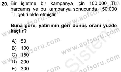 Sosyal Medya Dersi 2017 - 2018 Yılı (Final) Dönem Sonu Sınav Soruları 20. Soru