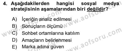 Sosyal Medya Dersi 2017 - 2018 Yılı (Final) Dönem Sonu Sınav Soruları 4. Soru