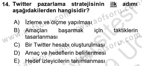 Sosyal Medya Dersi 2018 - 2019 Yılı 3 Ders Sınav Soruları 14. Soru