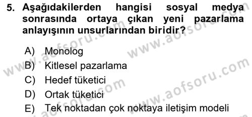 Sosyal Medya Dersi 2018 - 2019 Yılı 3 Ders Sınav Soruları 5. Soru