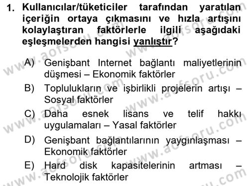 Sosyal Medya Dersi 2018 - 2019 Yılı (Vize) Ara Sınav Soruları 1. Soru