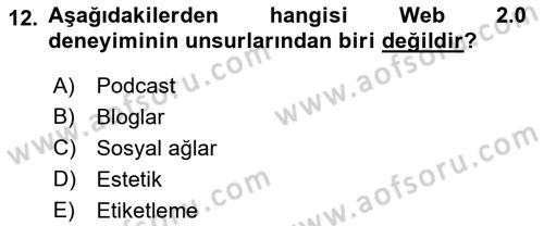 Sosyal Medya Dersi 2018 - 2019 Yılı (Vize) Ara Sınav Soruları 12. Soru