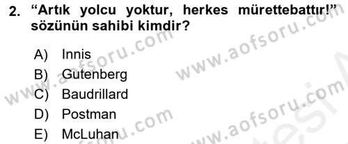 Sosyal Medya Dersi 2018 - 2019 Yılı (Vize) Ara Sınav Soruları 2. Soru
