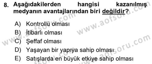 Sosyal Medya Dersi 2018 - 2019 Yılı (Vize) Ara Sınav Soruları 8. Soru