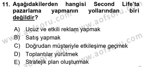 Sosyal Medya Dersi 2018 - 2019 Yılı (Final) Dönem Sonu Sınav Soruları 11. Soru