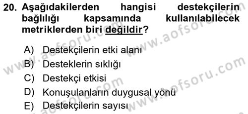 Sosyal Medya Dersi 2018 - 2019 Yılı (Final) Dönem Sonu Sınav Soruları 20. Soru