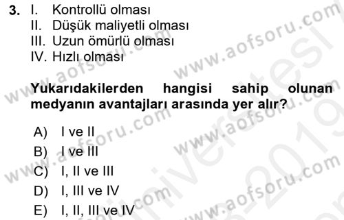 Sosyal Medya Dersi 2018 - 2019 Yılı (Final) Dönem Sonu Sınav Soruları 3. Soru