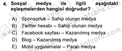 Sosyal Medya Dersi 2018 - 2019 Yılı (Final) Dönem Sonu Sınav Soruları 4. Soru