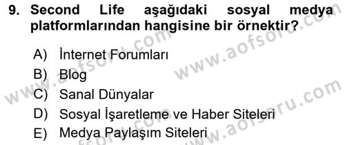 Sosyal Medya Dersi 2018 - 2019 Yılı (Final) Dönem Sonu Sınav Soruları 9. Soru