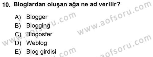 Sosyal Medya Dersi 2018 - 2019 Yılı Yaz Okulu Sınav Soruları 10. Soru