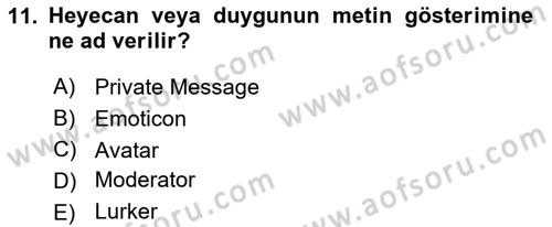 Sosyal Medya Dersi 2018 - 2019 Yılı Yaz Okulu Sınav Soruları 11. Soru