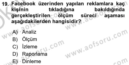Sosyal Medya Dersi 2018 - 2019 Yılı Yaz Okulu Sınav Soruları 19. Soru