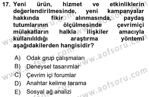 Sosyal Medya Dersi 2020 - 2021 Yılı Yaz Okulu Sınavı 17. Soru