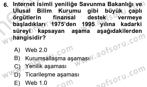 Sosyal Medya Dersi 2021 - 2022 Yılı (Vize) Ara Sınav Soruları 6. Soru