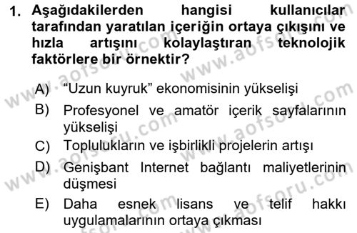 Sosyal Medya Dersi 2021 - 2022 Yılı (Final) Dönem Sonu Sınav Soruları 1. Soru