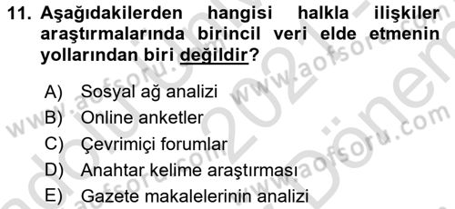 Sosyal Medya Dersi 2021 - 2022 Yılı (Final) Dönem Sonu Sınav Soruları 11. Soru