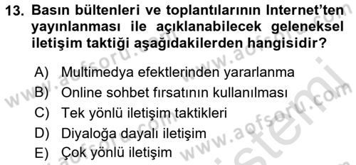 Sosyal Medya Dersi 2021 - 2022 Yılı (Final) Dönem Sonu Sınav Soruları 13. Soru