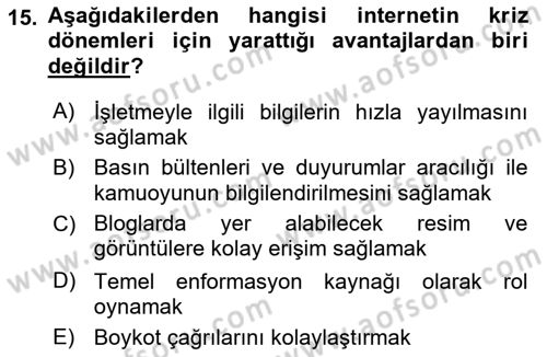 Sosyal Medya Dersi 2021 - 2022 Yılı (Final) Dönem Sonu Sınav Soruları 15. Soru