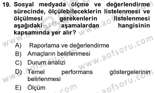 Sosyal Medya Dersi 2021 - 2022 Yılı (Final) Dönem Sonu Sınav Soruları 19. Soru