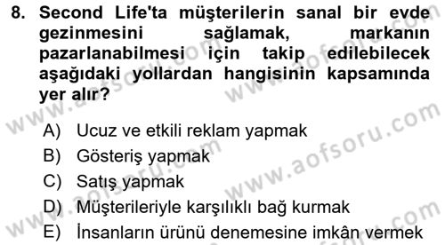 Sosyal Medya Dersi 2021 - 2022 Yılı (Final) Dönem Sonu Sınav Soruları 8. Soru