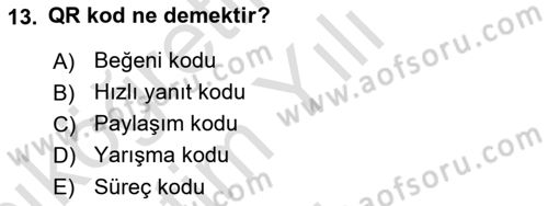 Sosyal Medya Dersi 2021 - 2022 Yılı Yaz Okulu Sınav Soruları 13. Soru