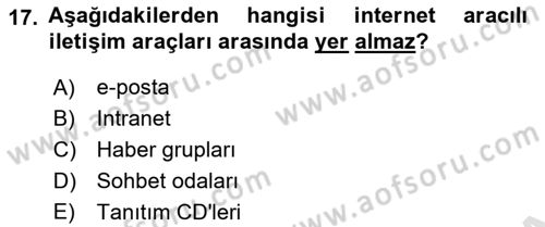 Sosyal Medya Dersi 2021 - 2022 Yılı Yaz Okulu Sınav Soruları 17. Soru