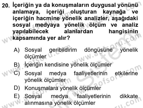 Sosyal Medya Dersi 2021 - 2022 Yılı Yaz Okulu Sınav Soruları 20. Soru