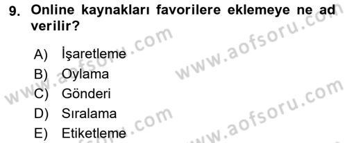 Sosyal Medya Dersi 2021 - 2022 Yılı Yaz Okulu Sınav Soruları 9. Soru