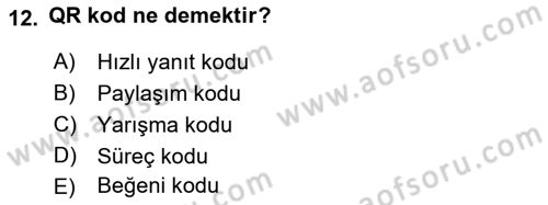 Sosyal Medya Dersi 2022 - 2023 Yılı Yaz Okulu Sınav Soruları 12. Soru