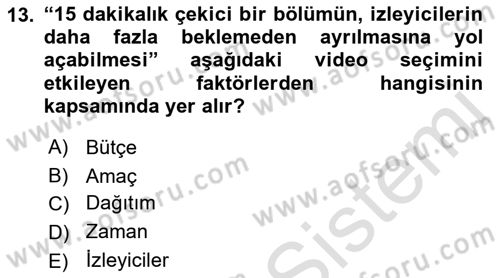 Sosyal Medya Dersi 2022 - 2023 Yılı Yaz Okulu Sınav Soruları 13. Soru