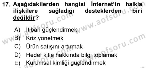 Sosyal Medya Dersi 2022 - 2023 Yılı Yaz Okulu Sınav Soruları 17. Soru
